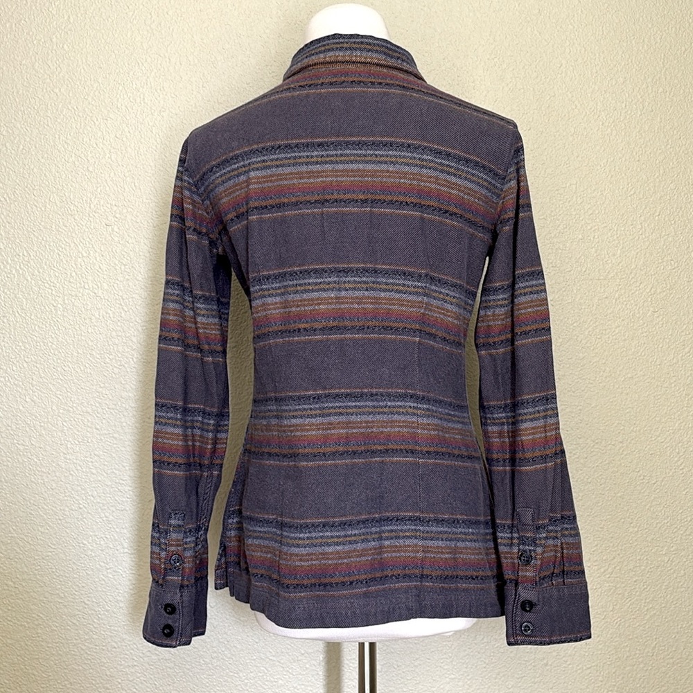 🚫 SOLD Patagonia® Worn Wear Fjord Flannel Shirt Gaucho Stripe Blue Butterfly 2 - Picture 4 of 11
